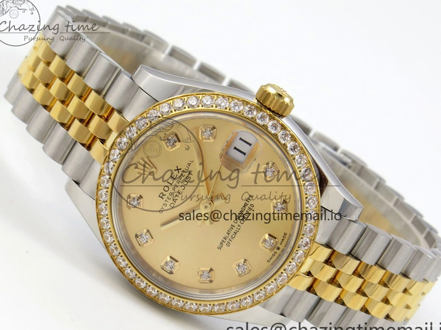 Good Copy Rolex Watches YG Diamonds Steel Bracelet 31 Jubilee THBF YG DateJust 1:1 Dial Edition Bezel SS 278383RBR 904L HZ Vibrant on Best 46 Diamonds Cal. 1220